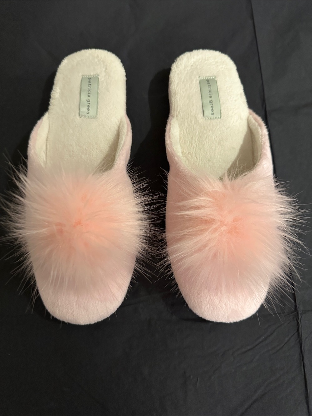 Patricia Green Blush Pink Faux-Fur Pom Slide Slippers